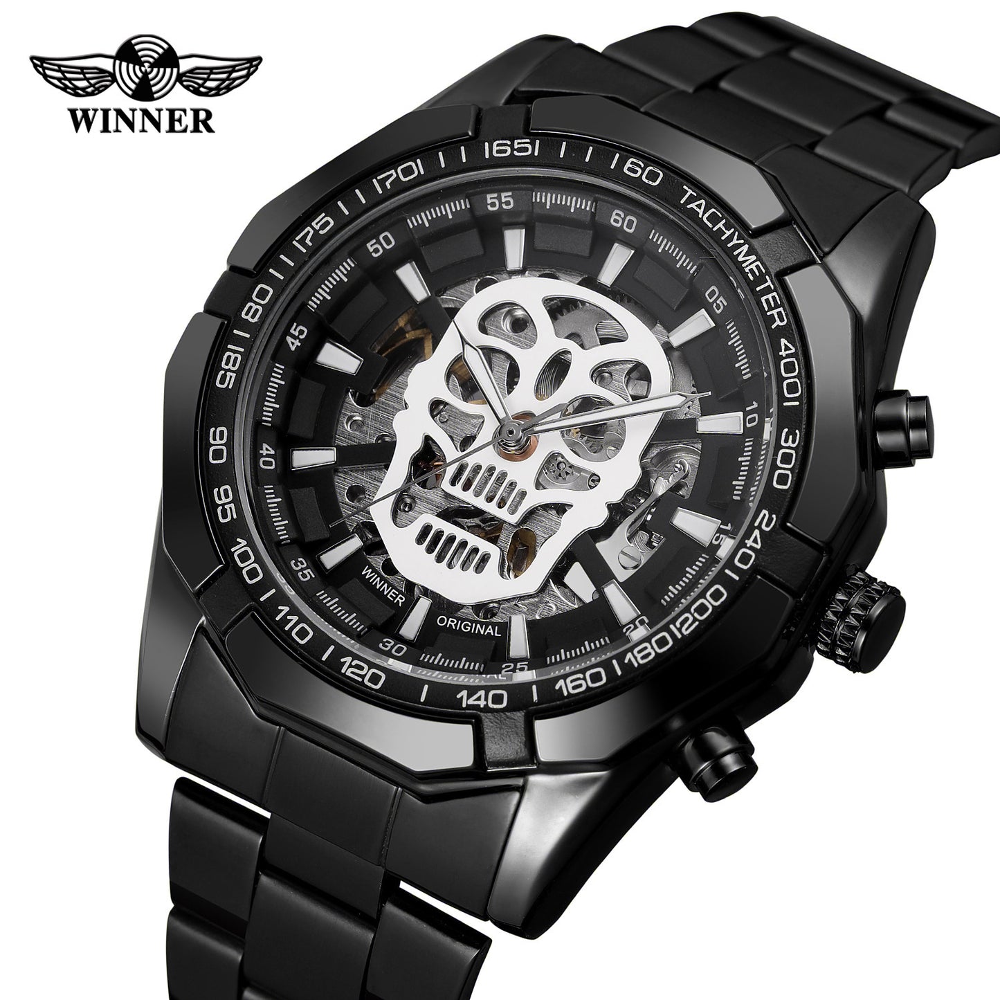 European And American Men's Fashionable And Casual Luminous Skull Hollow Automatic Mechanical Watch