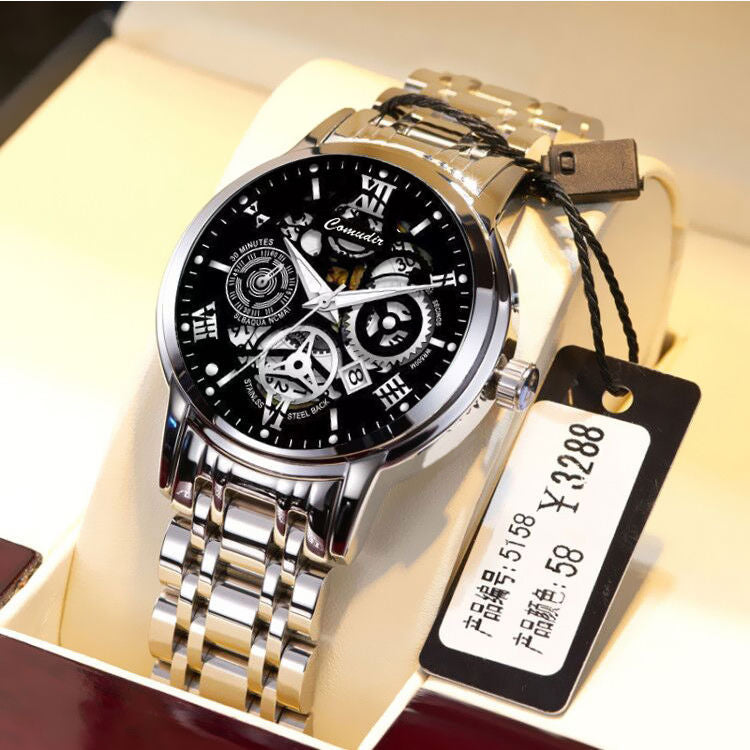 Watch Men's Swiss Genuine Automatic Non-mechanical Quartz Watch Student Business Advanced Luminous Waterproof Steel Belt