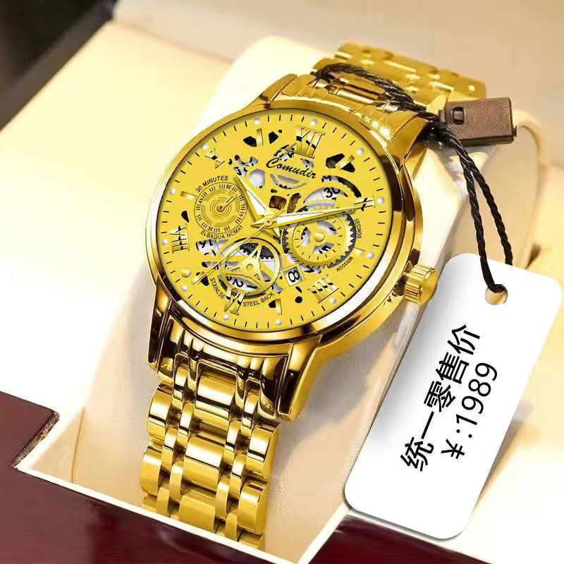 Watch Men's Swiss Genuine Automatic Non-mechanical Quartz Watch Student Business Advanced Luminous Waterproof Steel Belt