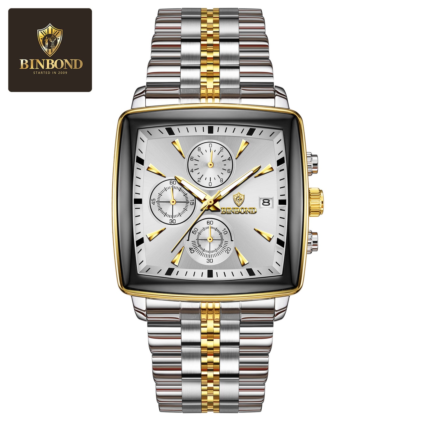 Binbang Watch Cross-border Multi-functional Small Three-pin Watch Men's Business Steel Band Quartz Watch Fashion Three-eye Six-pin Watch