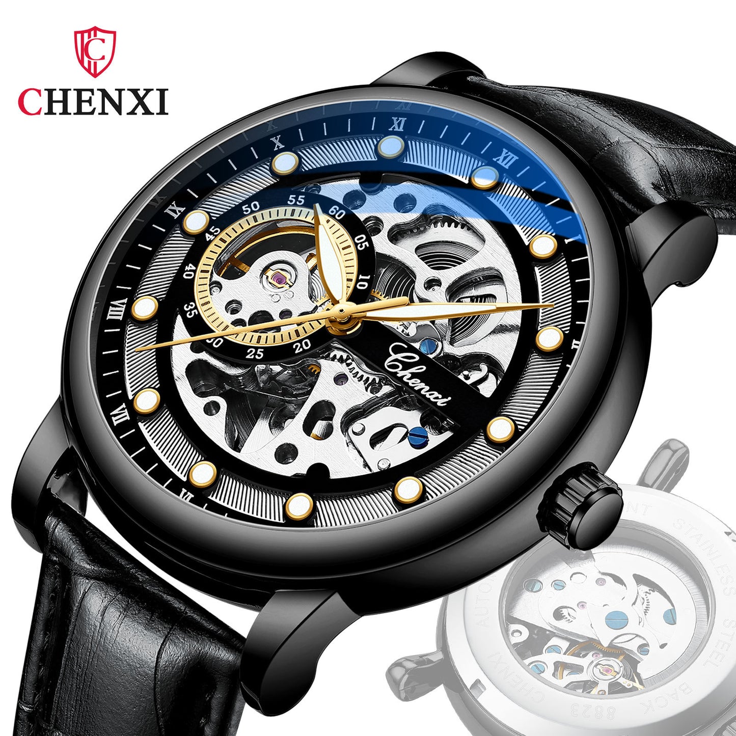 Chenxi Brand New Vibrato With The Same Business Luminous Waterproof Watch Men's Men's Hollow Automatic Mechanical Watch