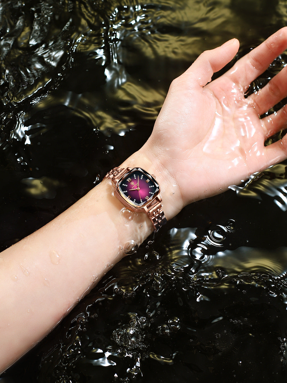 Swiss Brand Waterproof Ladies Watch Ultra-thin Solid Steel Band Small Square Watch Trembles Live AliExpress Explosions
