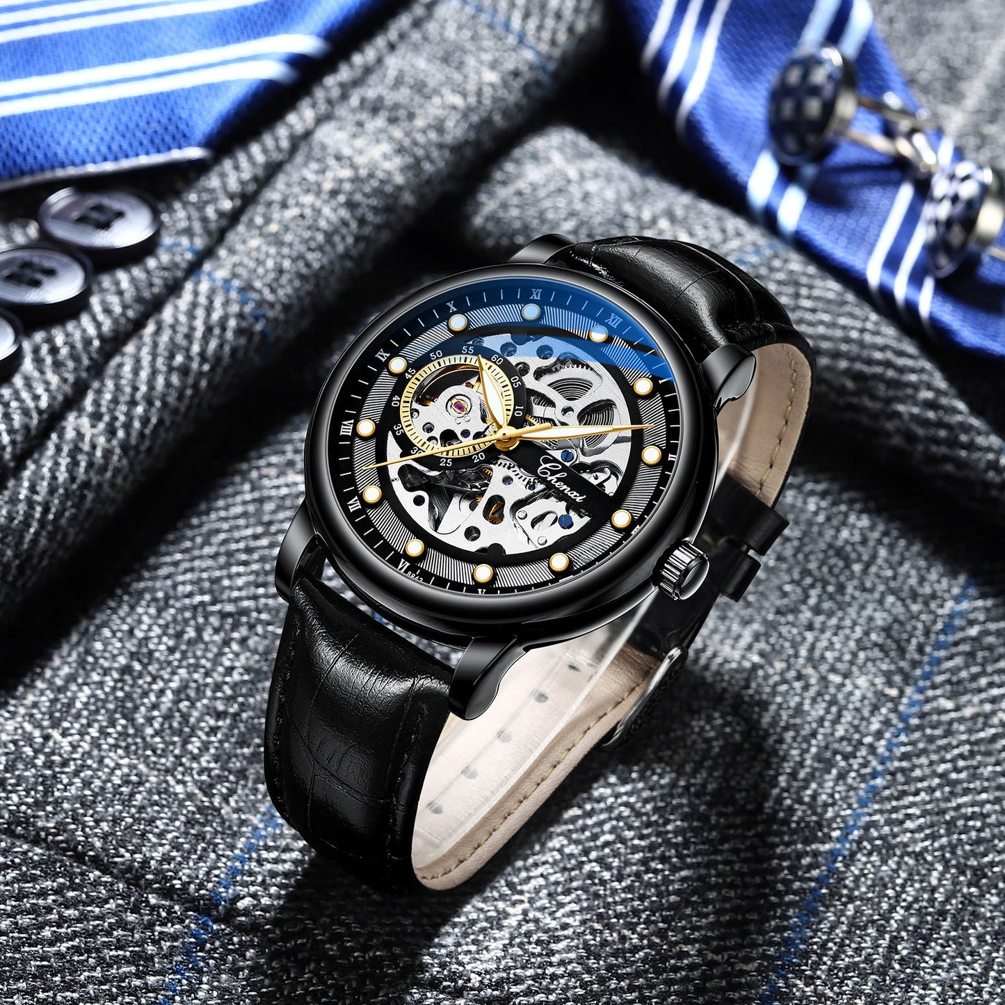 Chenxi Brand New Vibrato With The Same Business Luminous Waterproof Watch Men's Men's Hollow Automatic Mechanical Watch