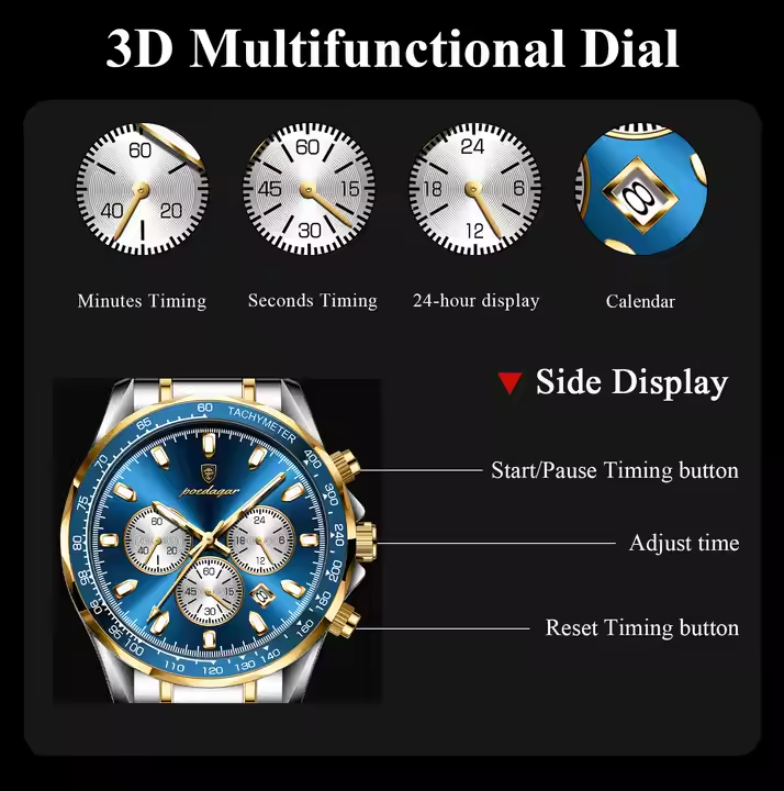 Swiss Style Men's Luminous Waterproof Watch"
