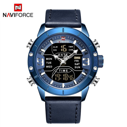 Quartz Men&#039;s Watch New Dual Display Belt Luminous Calendar 24 Hours Indication