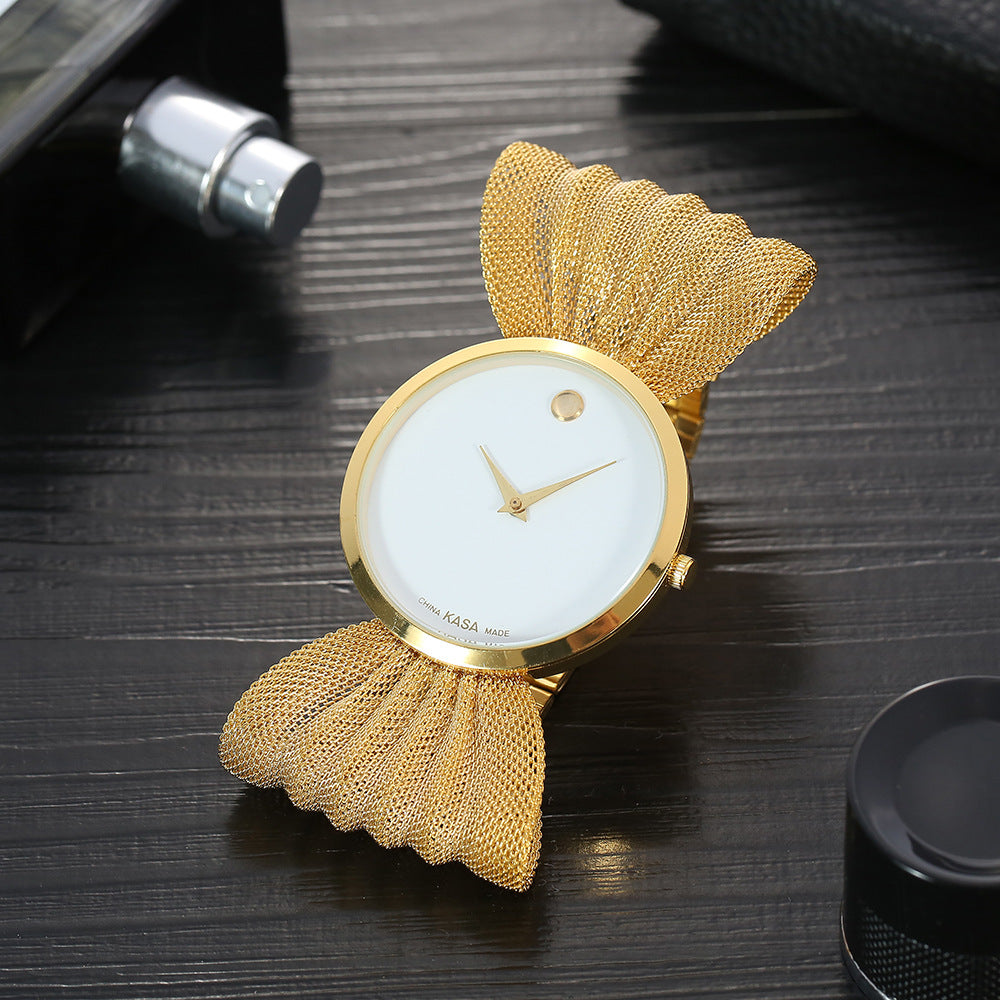 2-piece Mesh Strap Watch Gift Box Suit European And American New Style Atmospheric Broadband Women's Watch Fashion Bracelet Watch
