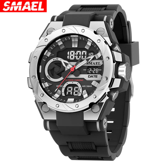 SMAEL2024 New Alloy Colorful Gradient Men's Watch Electronic Sports Watch Luminous Waterproof Watch