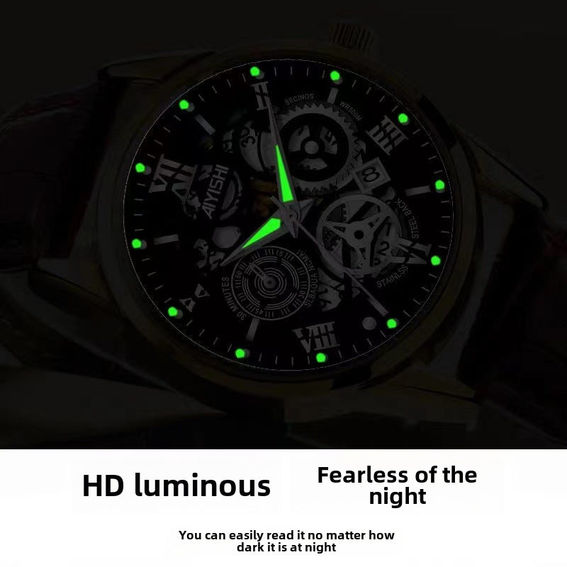 Watch Men&#039;s Swiss Genuine Automatic Non-mechanical Quartz Watch Student Business Advanced Luminous Waterproof Steel Belt