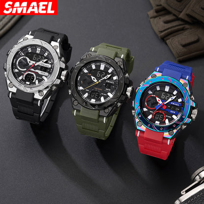 SMAEL2024 New Alloy Colorful Gradient Men's Watch Electronic Sports Watch Luminous Waterproof Watch