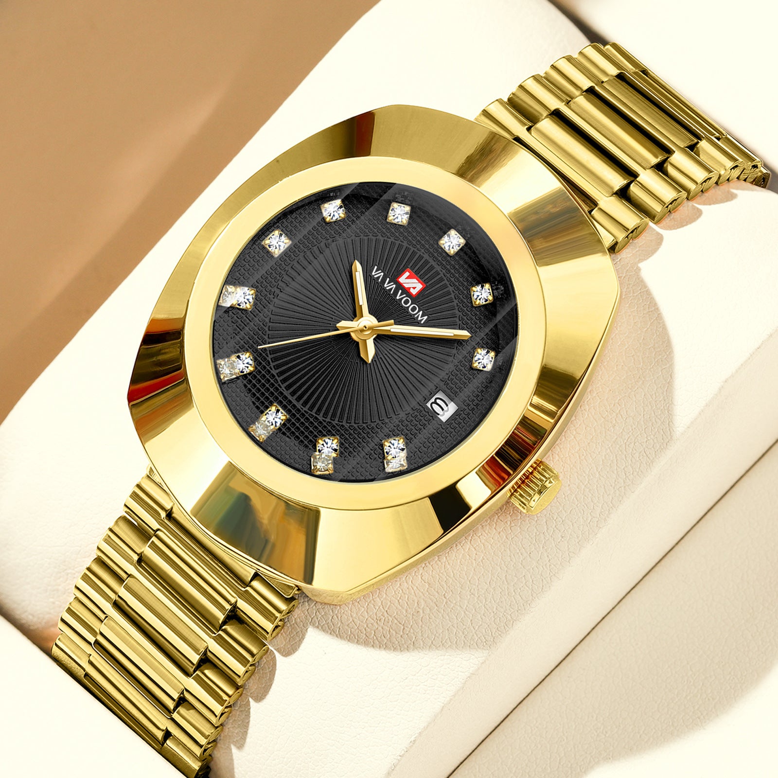 Couple Quartz Watch Gold Diamond Waterproof Steel Band Watch Middle East South America Southeast Asia Cross-border Watch A Generation
