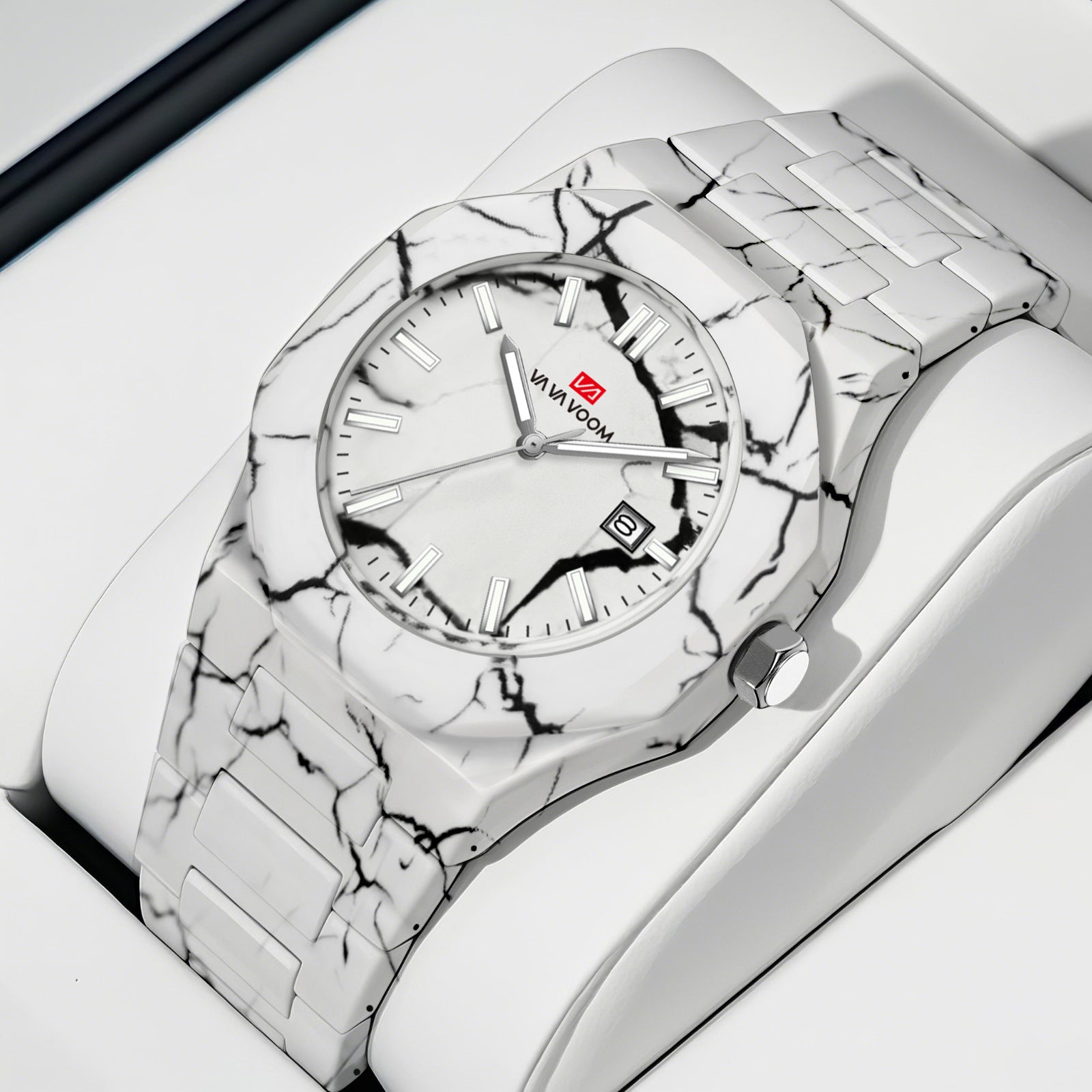 Cross-border New Quartz Watch Marble Pattern Senior Sense Calendar Waterproof Men's Watch A Generation Of Large Dial