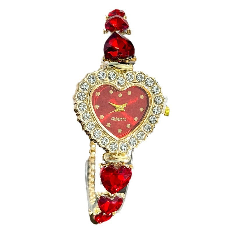 Cross-border Love Flower Decorative Bracelet Quartz Watch Diamond Dial Pull Strap Ladies Fashion Watch Foreign Trade