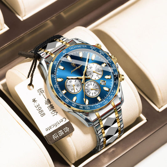 Swiss Brand Waterproof Luminous Men's Watch New Multifunctional Quartz Watch Live Foreign Trade Explosions A Generation Of Hair