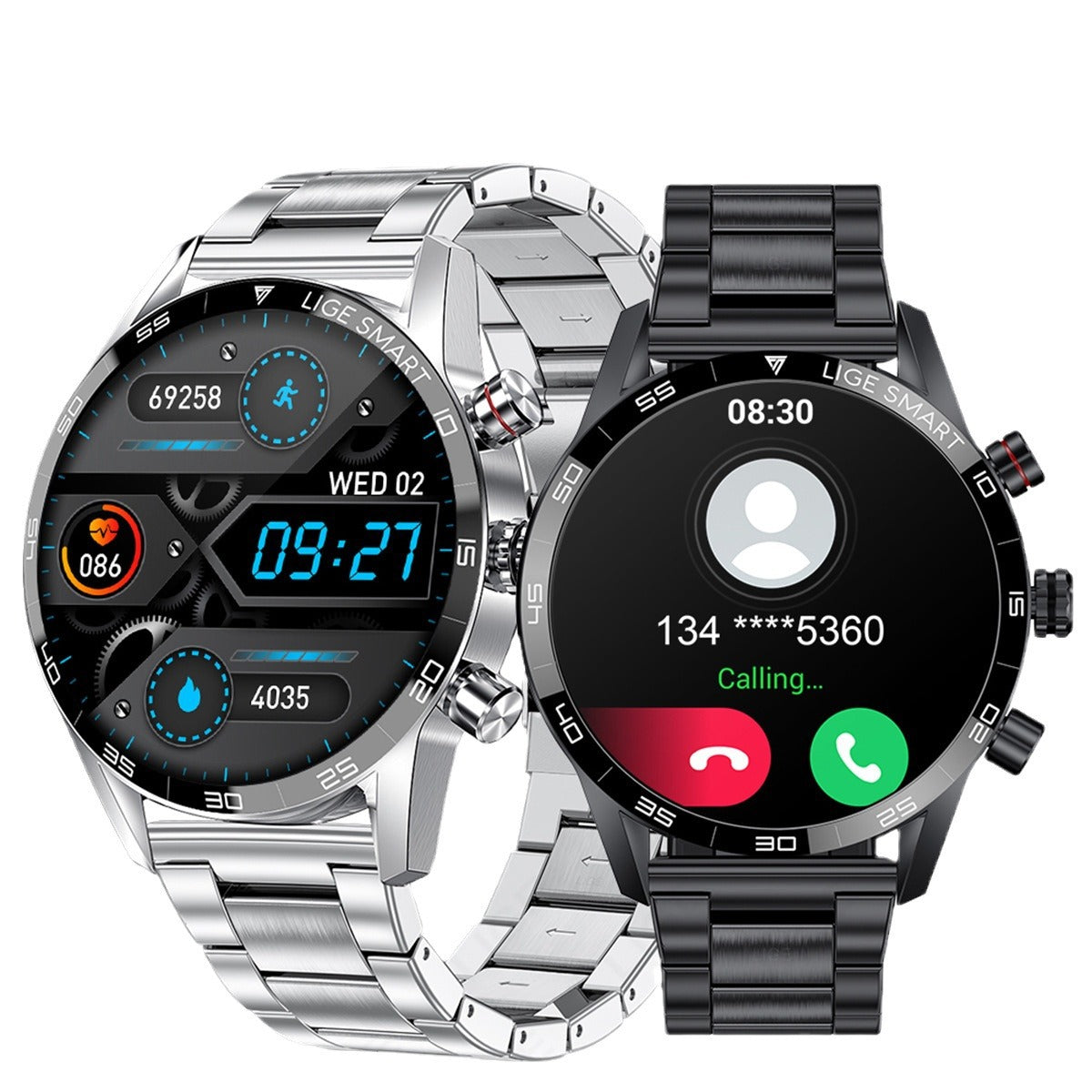 LIGE/bangwei Foreign Trade Exclusive Smart Watch Blood Pressure Heart Rate Bluetooth Multi-functional Men's Business Watch