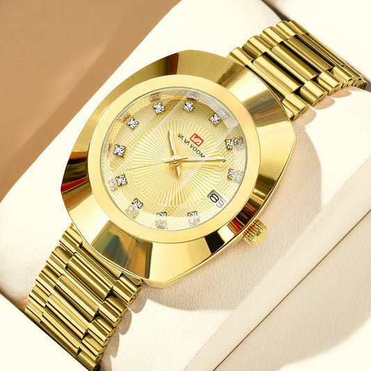 Couple Quartz Watch Gold Diamond Waterproof Steel Band Watch Middle East South America Southeast Asia Cross-border Watch A Generation