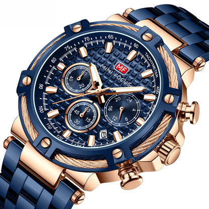 MINI FOCUS Brand Watch Casual Men's Watch Waterproof Quartz Watch Luminous Steel Band Men's Watch 0470G