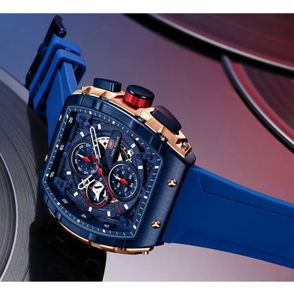 MINI FOCUS Brand Watch Outdoor Wind Wine Barrel Men's Watch Arc Mirror Gradient Hollow Men's Watch 0399G