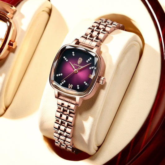 Swiss Brand Waterproof Ladies Watch Ultra-thin Solid Steel Band Small Square Watch Trembles Live AliExpress Explosions