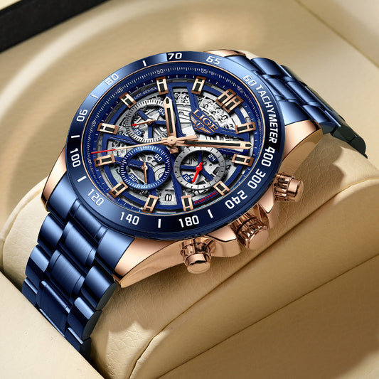 LIGE Dedicated Men&#039;s Quartz Watch Hollow New Concept Watch Multi-functional Waterproof Watch