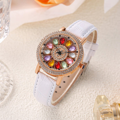2024 Live New Time-running Watch Women's Non-automatic Large Dial Gipsophila Rhinestone Fashion Women's Watch