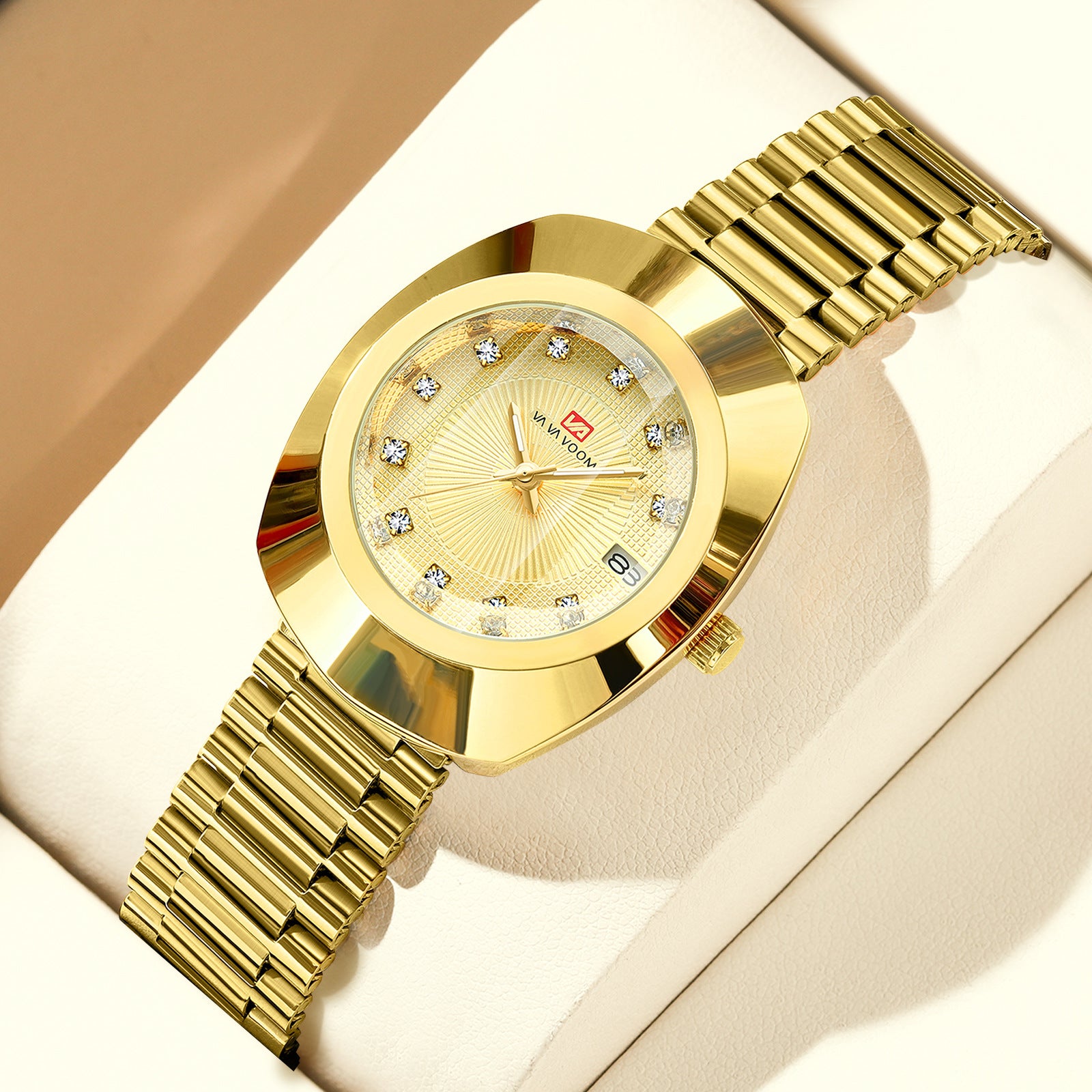 Couple Quartz Watch Gold Diamond Waterproof Steel Band Watch Middle East South America Southeast Asia Cross-border Watch A Generation
