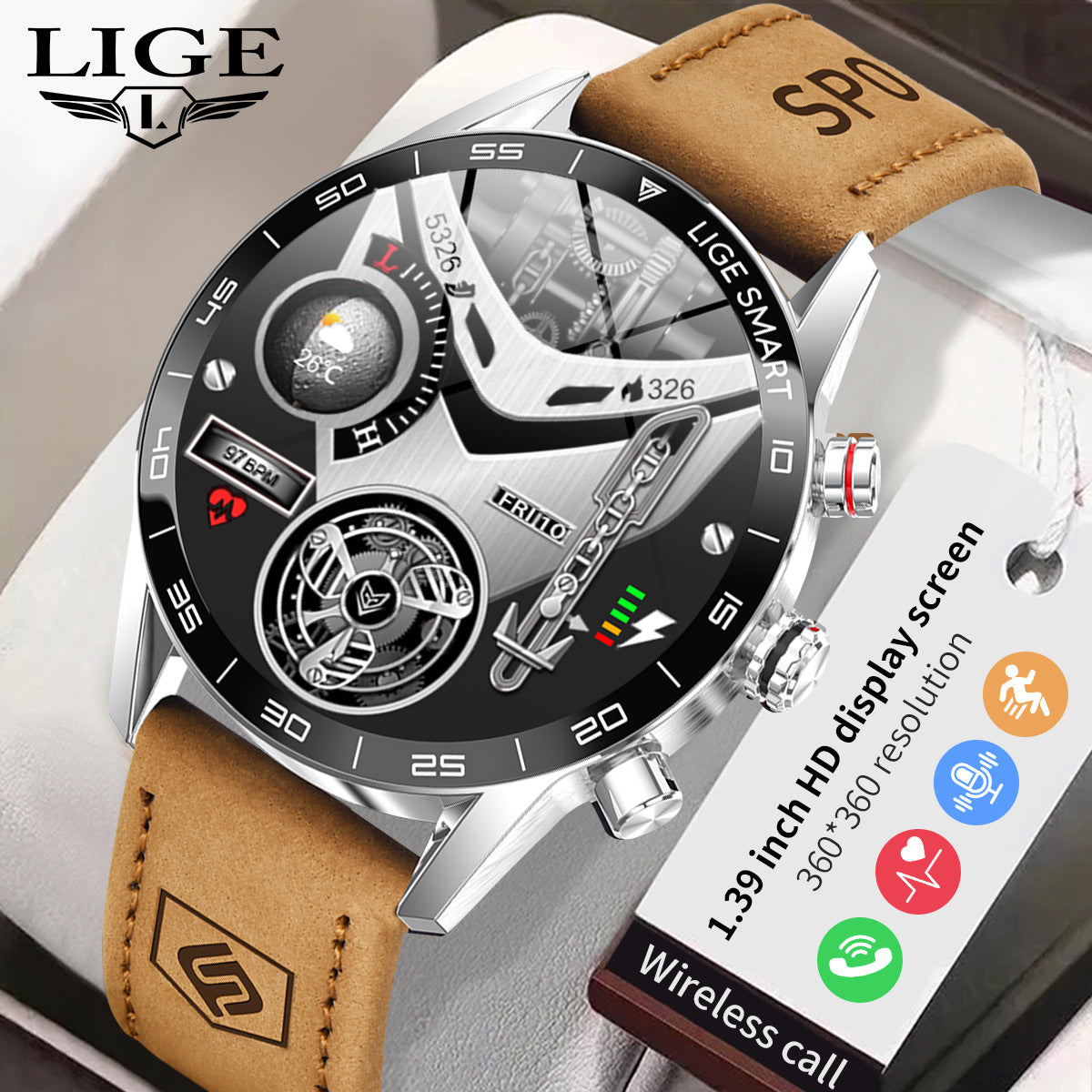LIGE/bangwei Foreign Trade Exclusive Smart Watch Blood Pressure Heart Rate Bluetooth Multi-functional Men's Business Watch