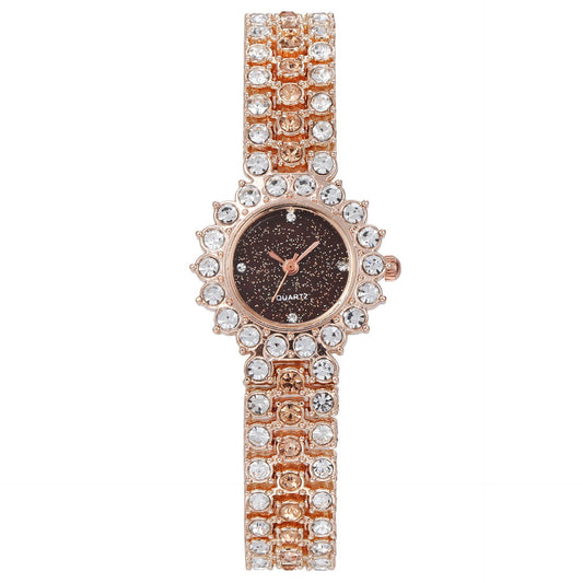 Fashion Full Diamond Women&#039;s Watch Bracelet Watch Star Surface Simple Temperament Round Water Diamond British Watch