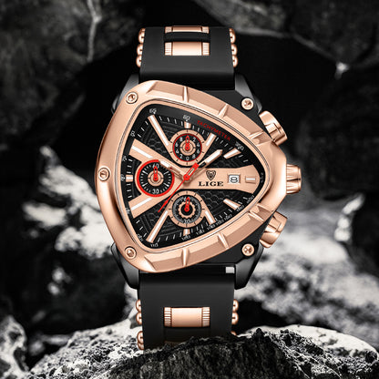 LIGE/LIGE Foreign Trade New Personalized Polygon Men's Multi-Waterproof Luminous Calendar Watch
