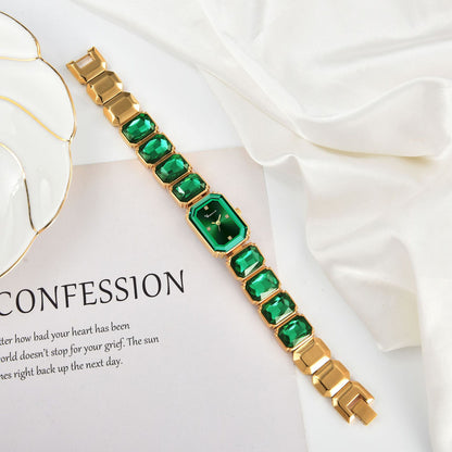 Cross-border Diamond-encrusted Fashion Women's Watch Small Green Square Dial Quartz Watch Women's Temperament Personalized Watch Women
