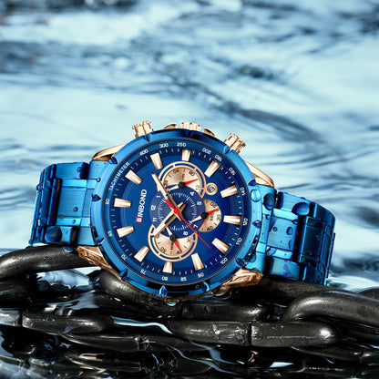 BINBOND European And American Fashion Brand Casual Men's Watch Tactical Men's Watch Motorcycle Waterproof Luminous Watch Timing Multi-Pointer