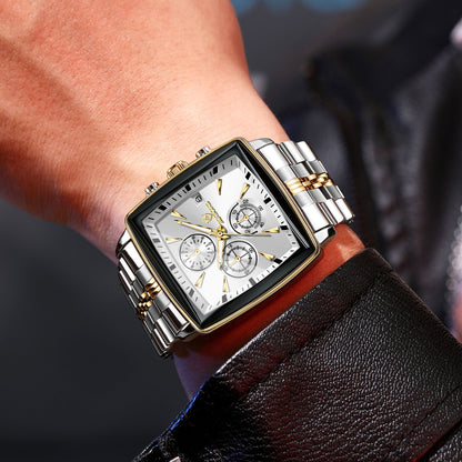 Binbang Watch Cross-border Multi-functional Small Three-pin Watch Men's Business Steel Band Quartz Watch Fashion Three-eye Six-pin Watch