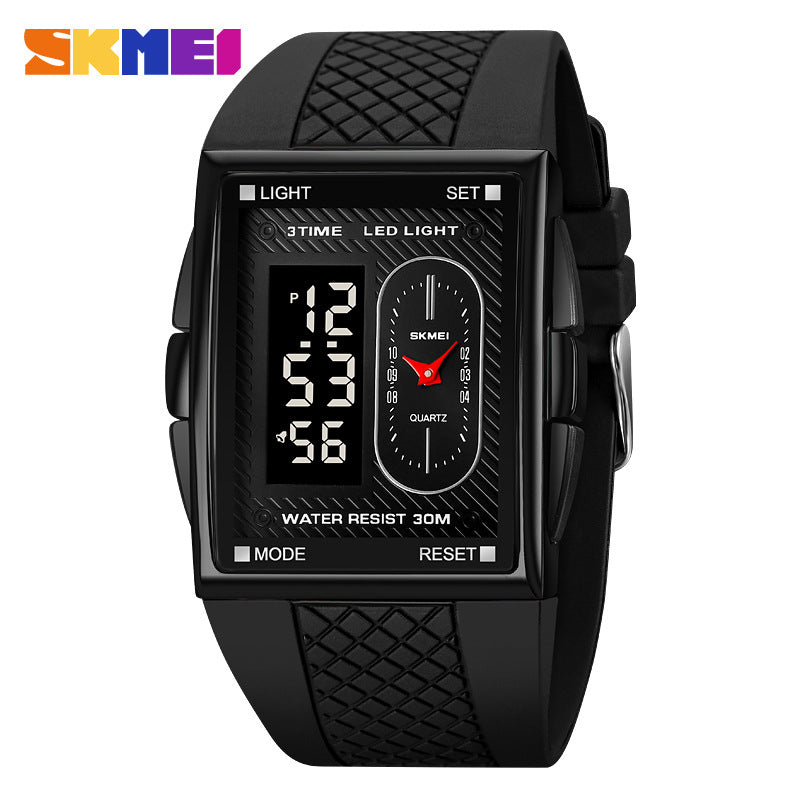 Skmei 2213 Fashion Men's Creative Double Movement Multi-display Electronic Watch Multi-functional Waterproof Luminous Watch For Male Students