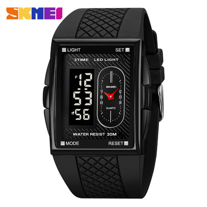 Skmei 2213 Fashion Men's Creative Double Movement Multi-display Electronic Watch Multi-functional Waterproof Luminous Watch For Male Students