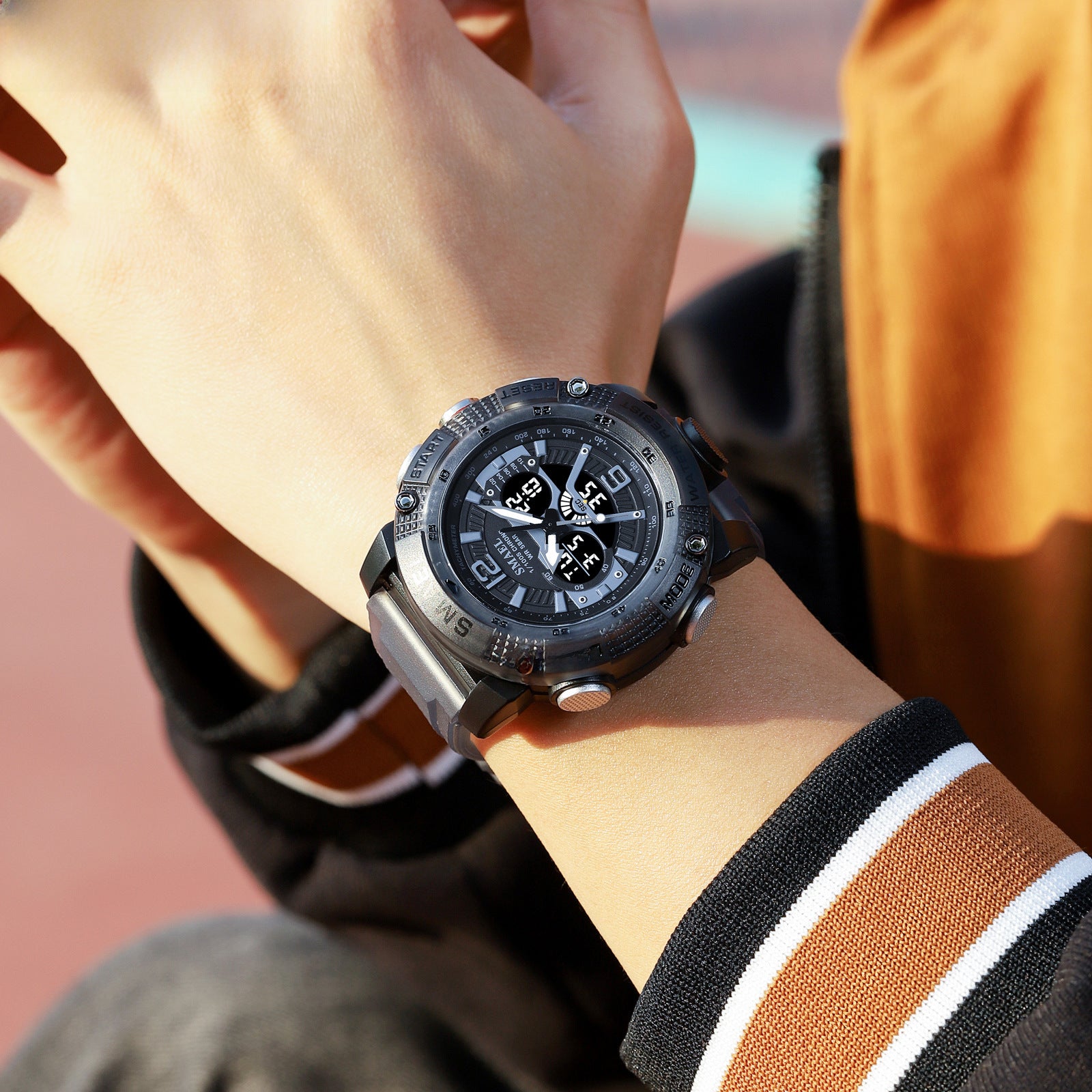 SMAEL SMAEL Casual Waterproof Watch Digital Dual Display Outdoor Sports Multifunctional Luminous Men's Watch