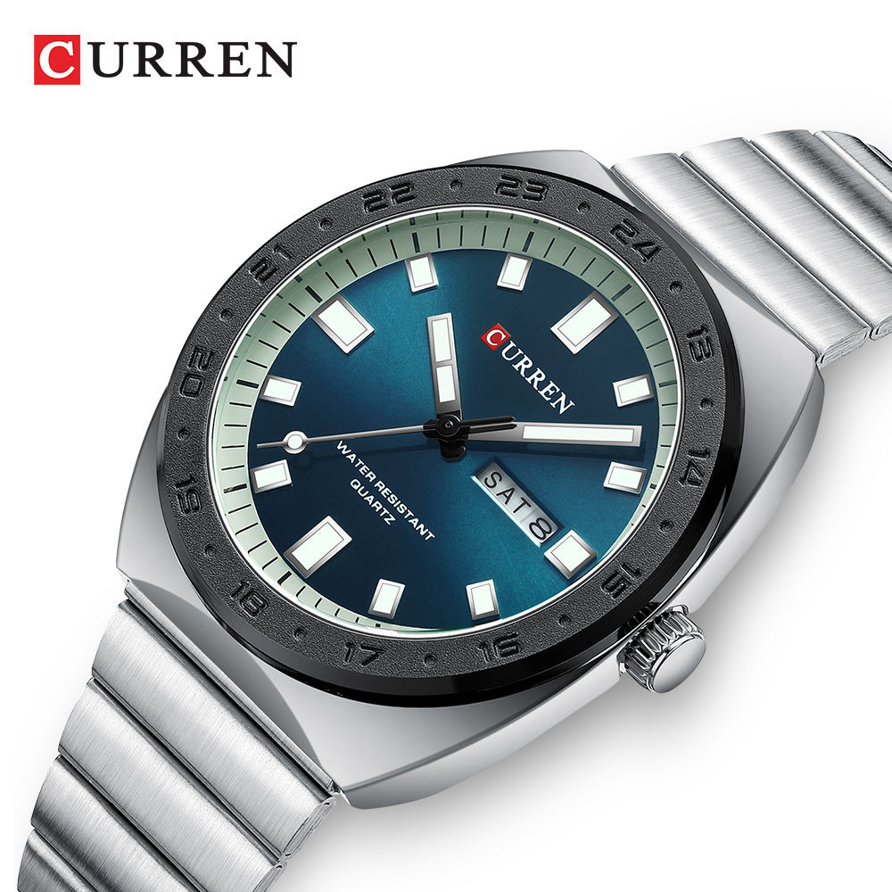 Curren/Crane 8473 Men's Watch Calendar Watch Steel Band Watch Sports Men's Watch Business Quartz Watch