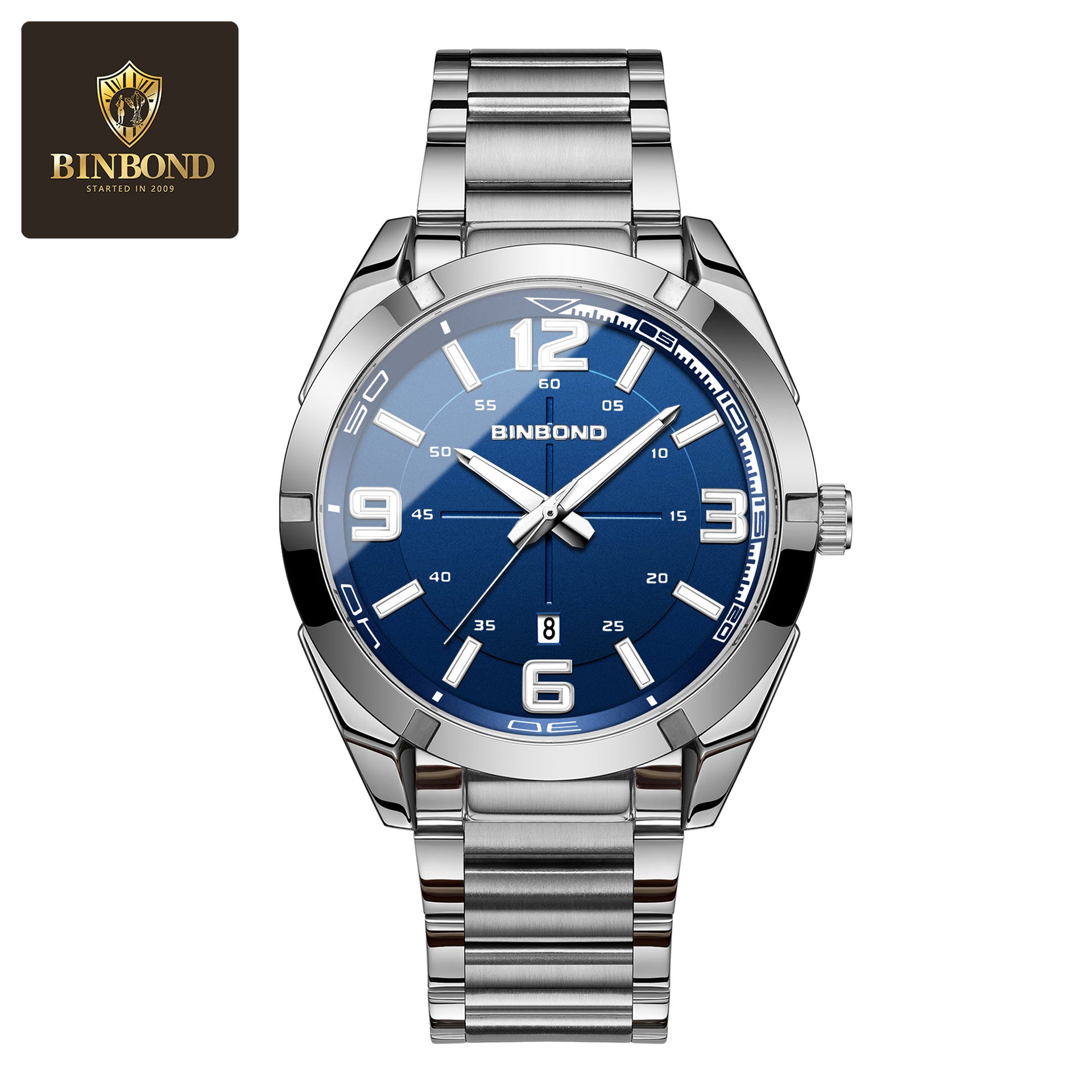 BINBOND Big Digital New Steel Band Men's Watch Fashion Business Watch In Stock Hot Cross-border