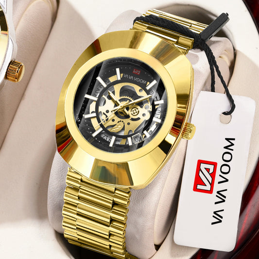 Cross Border VAVAVOOM Brand Waterproof Quartz Men's Watch Fashion Casual Luminous Stainless Steel Men's Wristwatch With Calendar