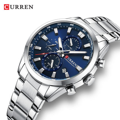 Curren 8445 Men's Watch Calendar Quartz Watch Six-pin Steel Strap Watch Business Men's Watch