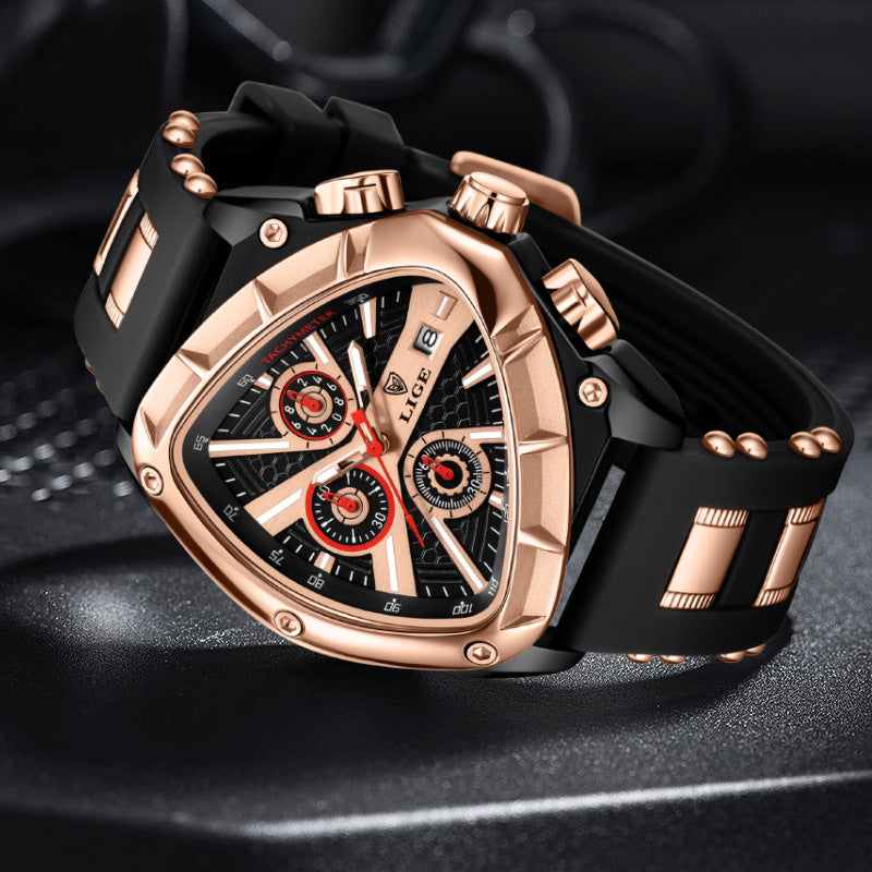 LIGE/LIGE Foreign Trade New Personalized Polygon Men's Multi-Waterproof Luminous Calendar Watch