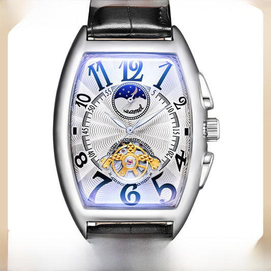 Mechanical Watch Men's Watch Barrel Type Mechanical Watch Automatic Mechanical Watch Tourbillon Sun Moon And Stars Men's Watch