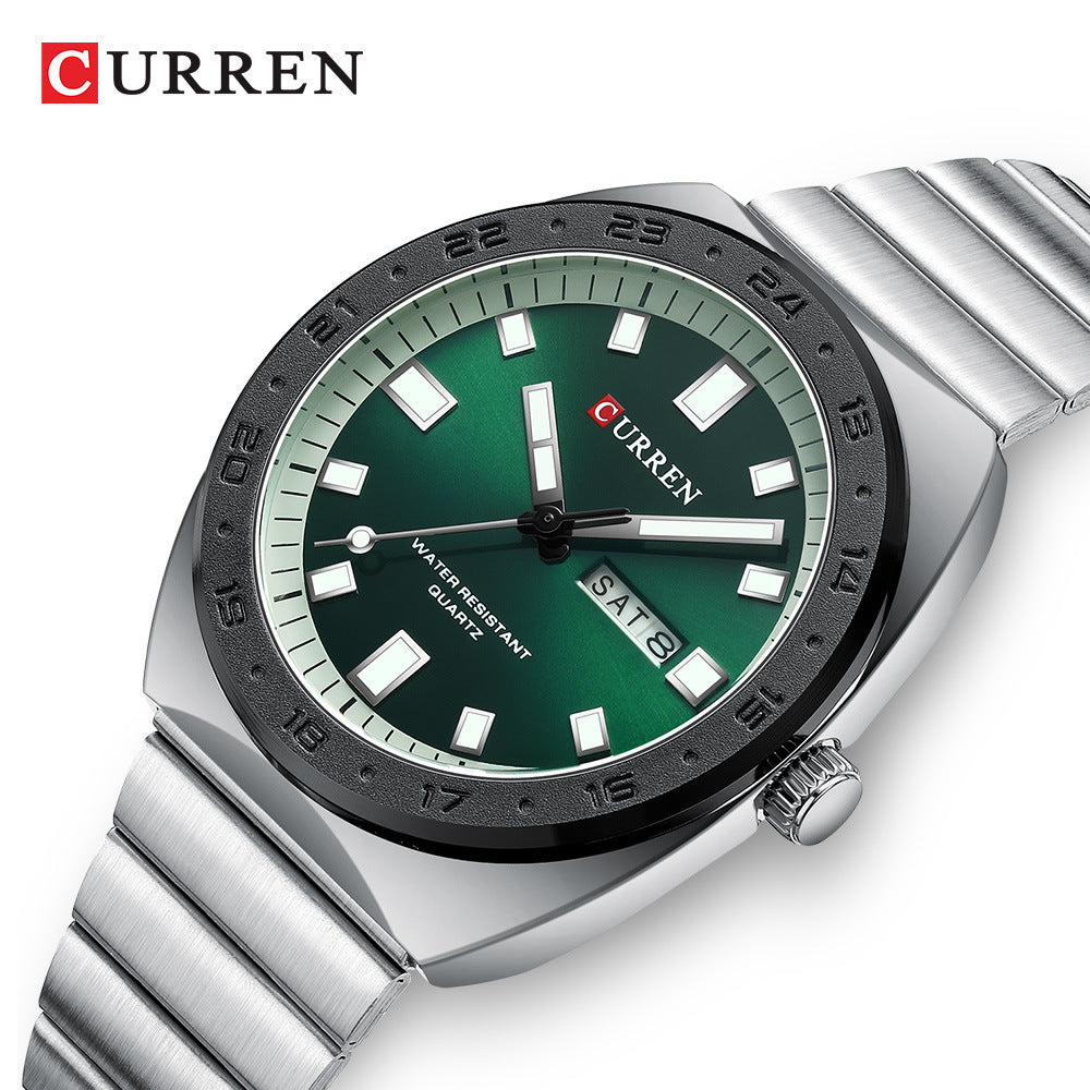 Curren/Crane 8473 Men's Watch Calendar Watch Steel Band Watch Sports Men's Watch Business Quartz Watch