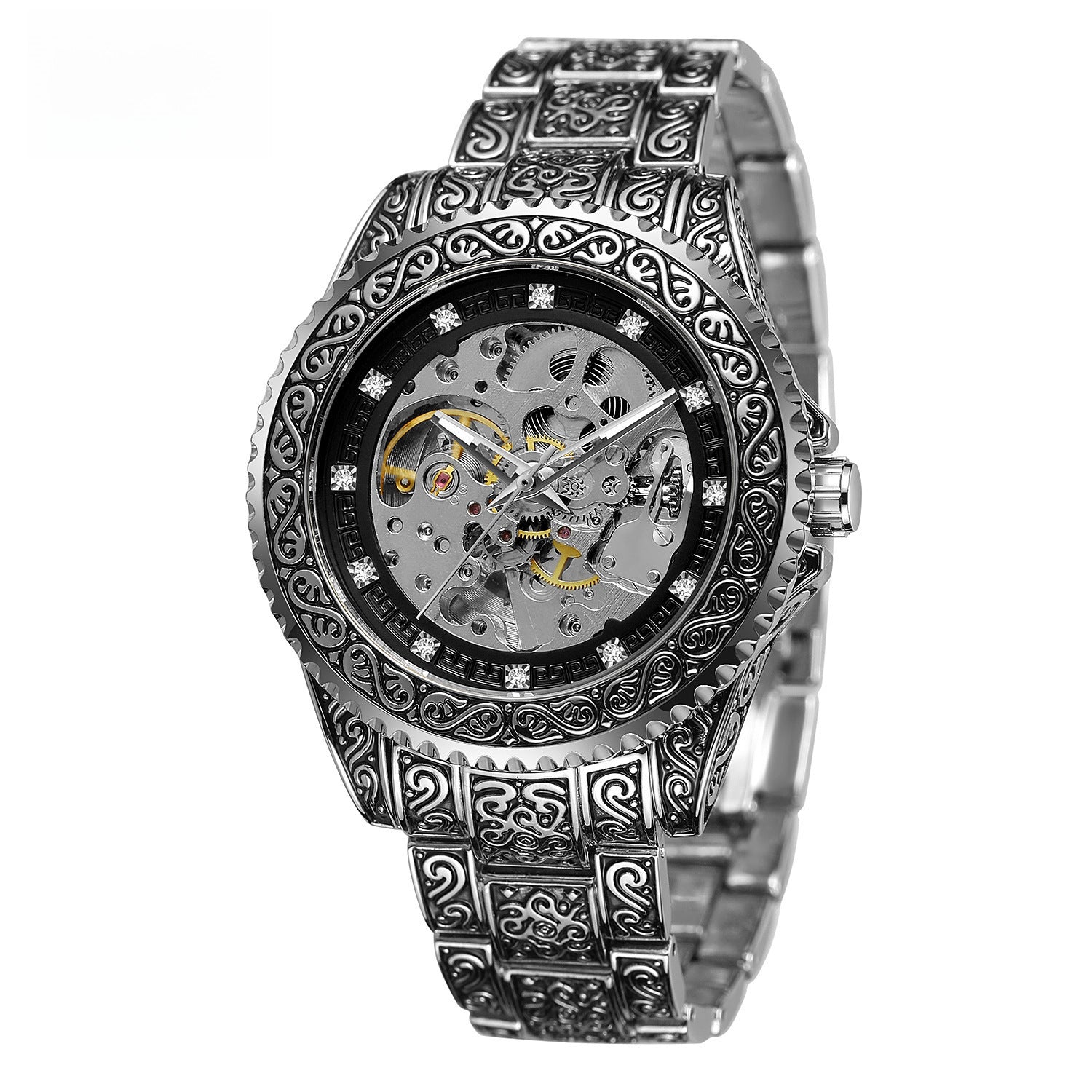 New Forsining Men's Fashion Casual Hollow Retro Carved Automatic Mechanical Watch