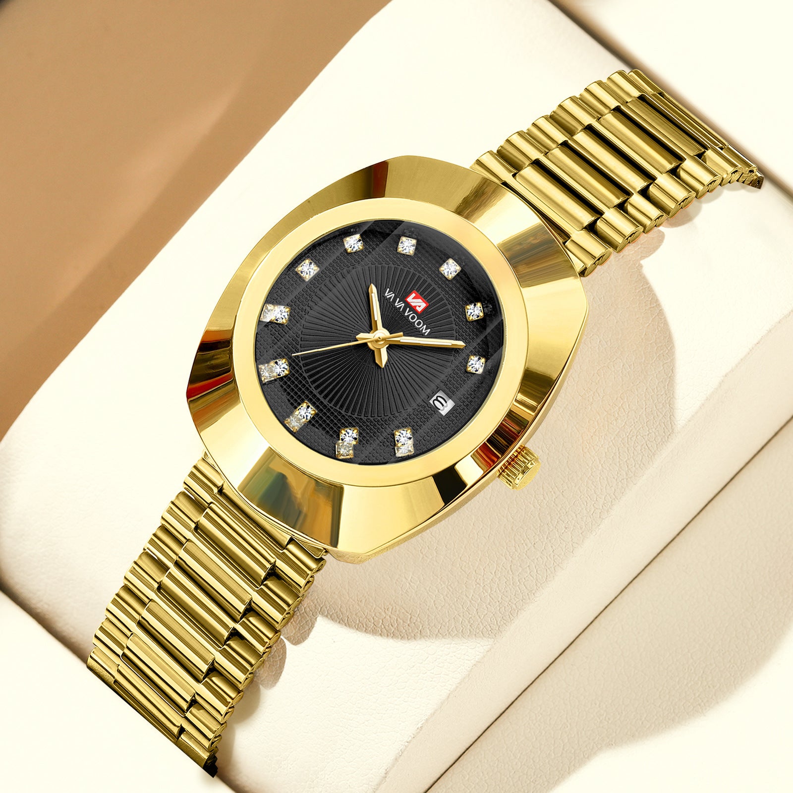 Couple Quartz Watch Gold Diamond Waterproof Steel Band Watch Middle East South America Southeast Asia Cross-border Watch A Generation