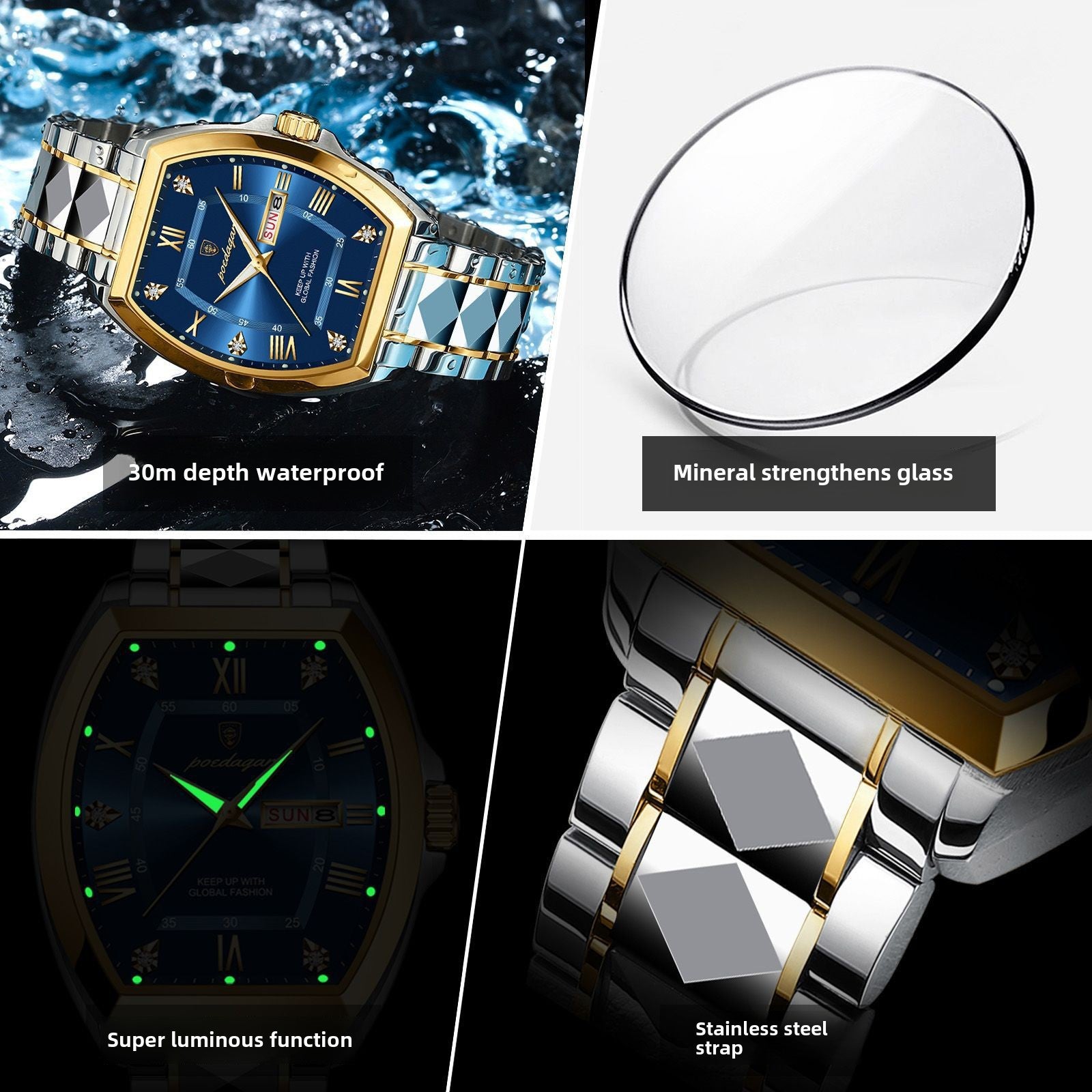 Swiss Brand New Men's Watch Waterproof Luminous Barrel Quartz Watch Live Foreign Trade Explosions A Generation