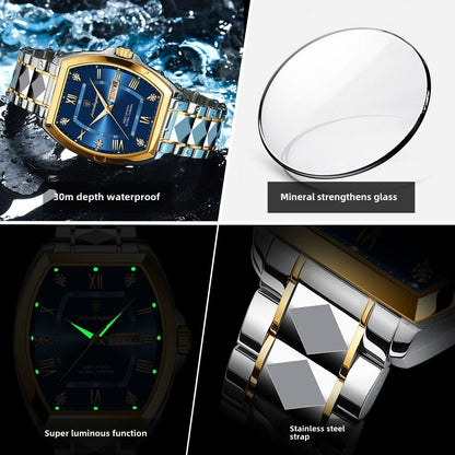 Swiss Brand New Men's Watch Waterproof Luminous Barrel Quartz Watch Live Foreign Trade Explosions A Generation