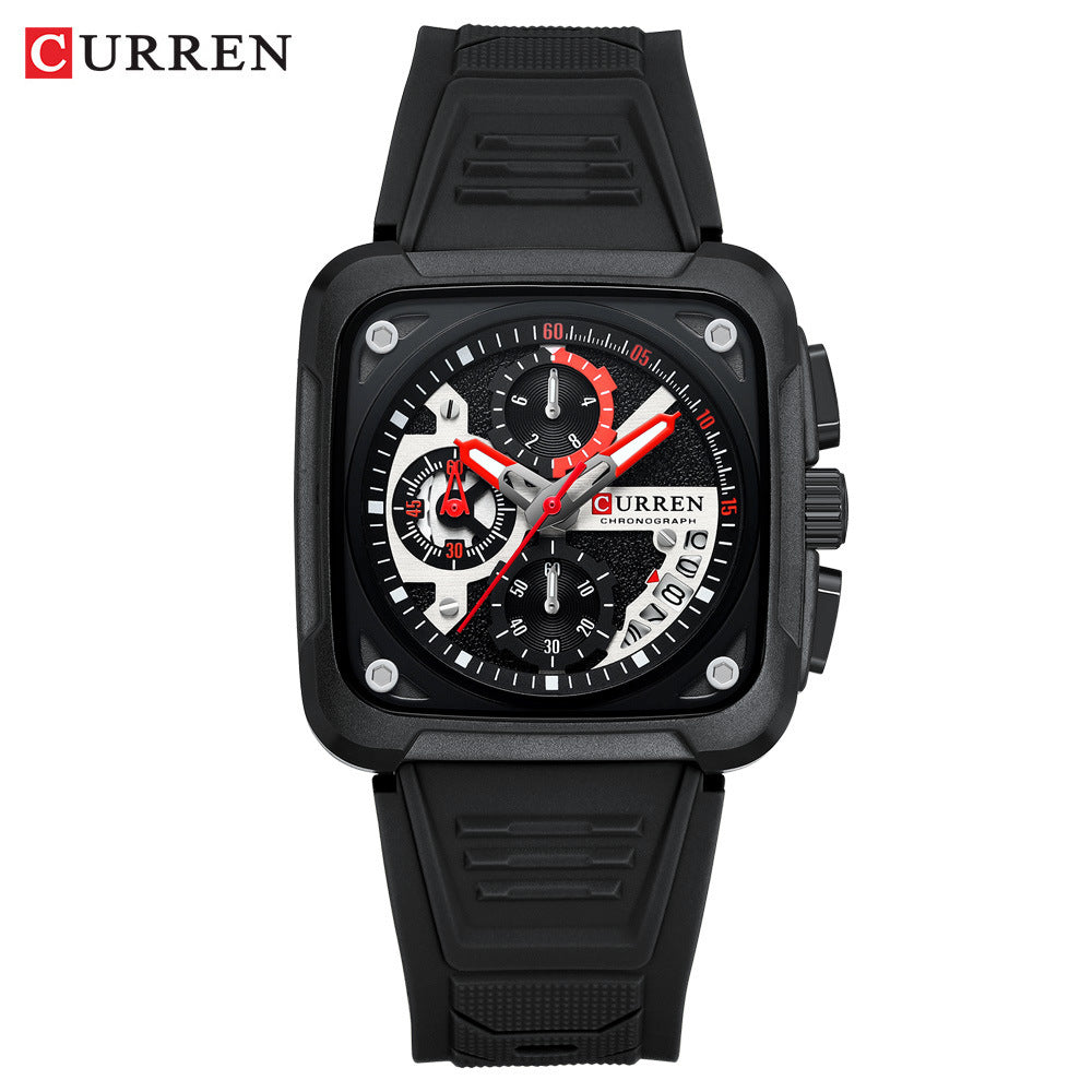 CURREN/Crane 8461 Neutral Square Calendar Watch Multifunctional Six-pin Quartz Men's Watch Foreign Trade Men