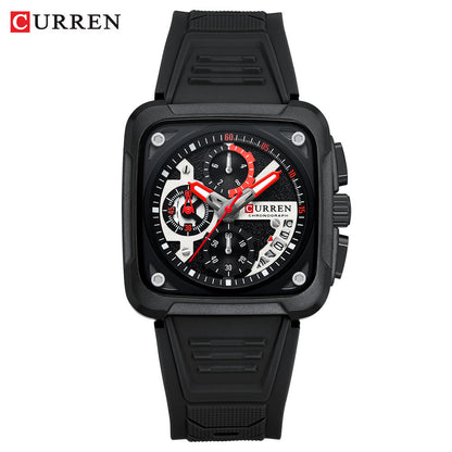 CURREN/Crane 8461 Neutral Square Calendar Watch Multifunctional Six-pin Quartz Men's Watch Foreign Trade Men