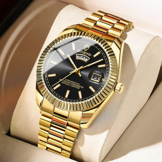 Journal New Style Watch Men's Steel Belt Waterproof Casual Classic Double Calendar Luminous Men's Watch Simple Atmospheric Men's Watch