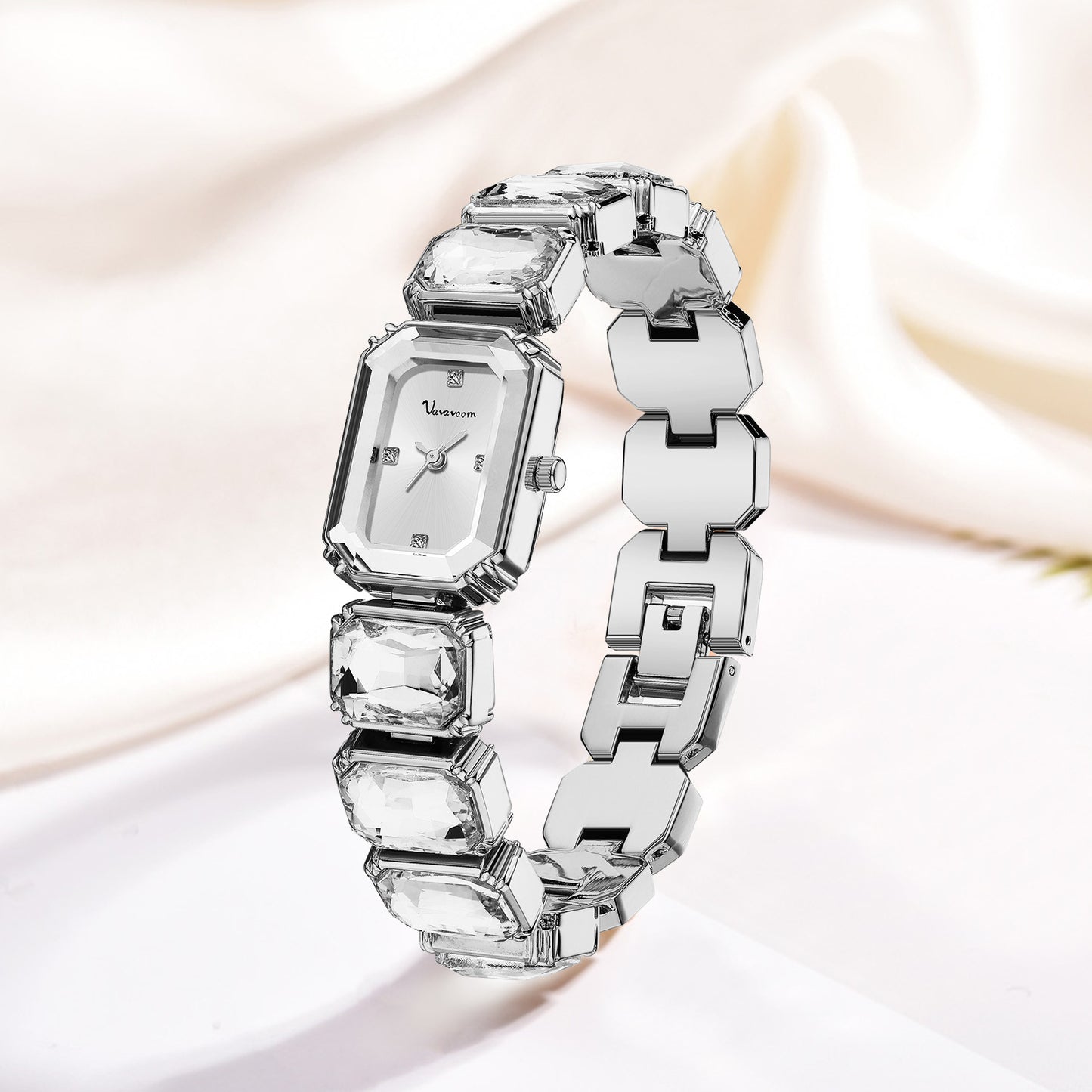 Cross-border Diamond-encrusted Fashion Women's Watch Small Green Square Dial Quartz Watch Women's Temperament Personalized Watch Women
