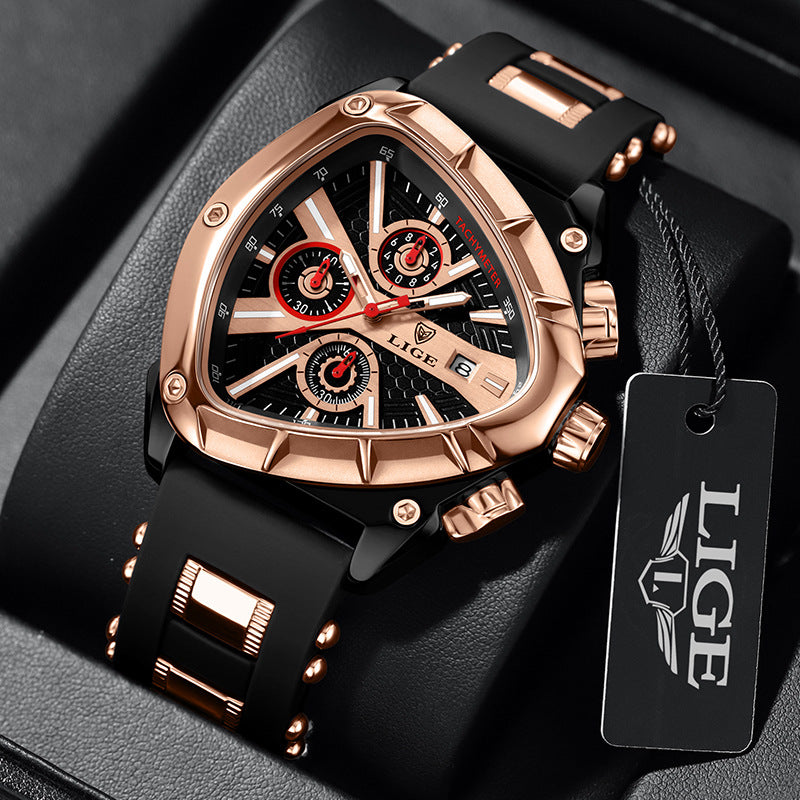 LIGE/LIGE Foreign Trade New Personalized Polygon Men's Multi-Waterproof Luminous Calendar Watch
